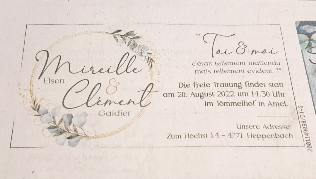Papterie Hochzeit – Mireille & Clément